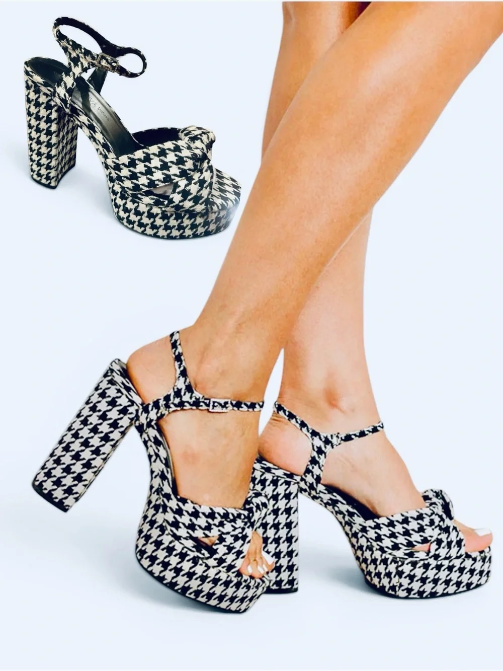Wild Diva Geneva Houndstooth Platform Heels